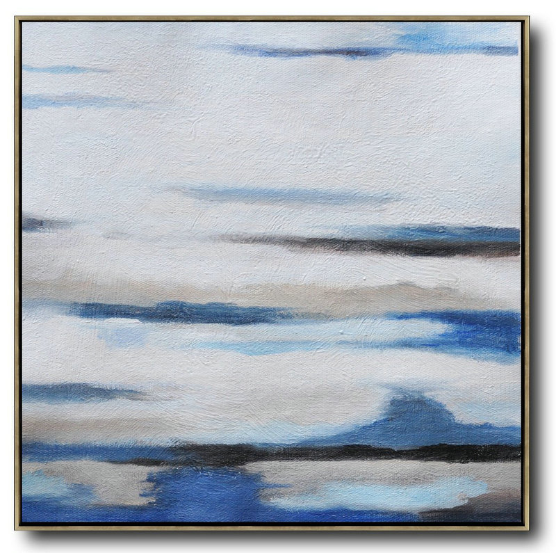 Original Extra Large Wall Art,Oversized Abstract Landscape Painting,Original Art Acrylic Painting,White,Gray,Blue.etc